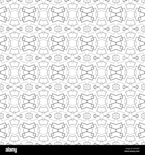 Seamless Simple Lines Abstract Geometry Kaleidoscope Style Pattern Background Black And White B