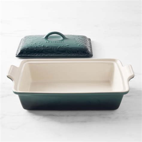 Le Creuset Olive Branch Stoneware Rectangular Covered Casserole Pan