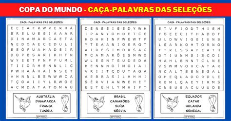 Atividades Copa do Mundo Caça Palavras SÓ ESCOLA