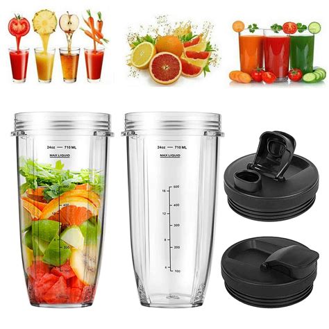 Yanerim Blender Replacement Parts For Ninja 24oz Cups With Lids 7 Fins Extractor Blade Set Bpa