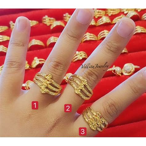 Vellita Types Ring Fancy Gold Plated Cincin Emas Korea K