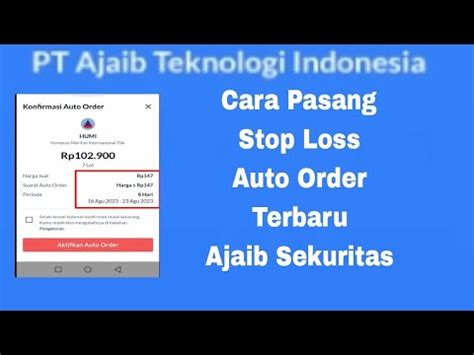 Cara Pasang Stop Loss Terbaru Ajaib Sekuritas YouTube