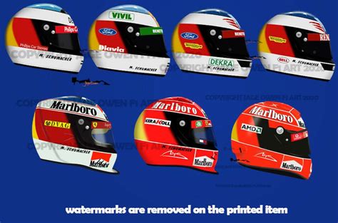 Michael Schumacher F1 Helmet Stickers 1991 2004 - Etsy