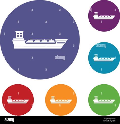 Oil Tanker Ship Icons Set Stock Vector Image Art Alamy