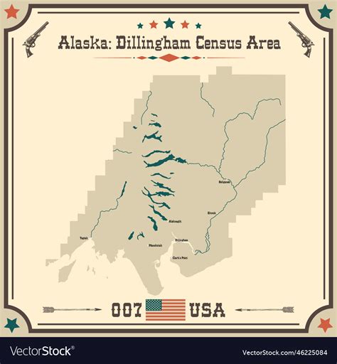 Map Of Dillingham Census Area In Alaska Usa Vector Image