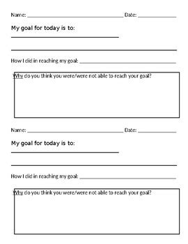 Short And Long Term Goals Worksheet