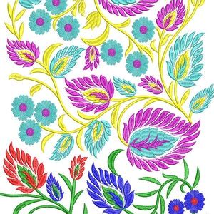 FLORAL MOTIF EMBROIDERY Flower Design File, W-12.61in H 40.20in ...