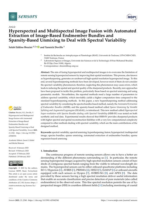 Pdf Hyperspectral And Multispectral Image Fusion With Automated Extraction Of Image Based