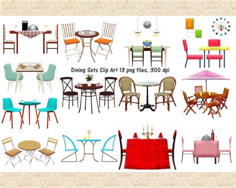 Dining Sets Clipart Table And Chairs Formal Dining Bistro Etsy