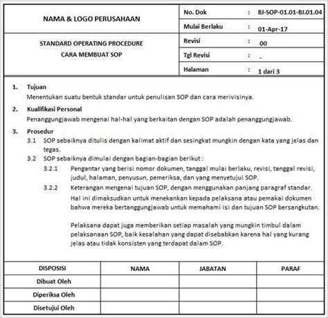 Cara Membuat Standar Operasional Prosedur Sop