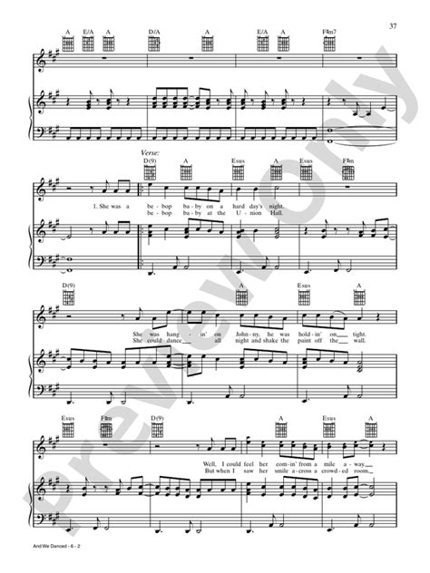 And We Danced: Piano/Vocal/Chords: Hooters - Digital Sheet Music Download