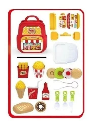 Maleta Fast Food De Brinquedo Em Mochila Display Mebuscar Brasil