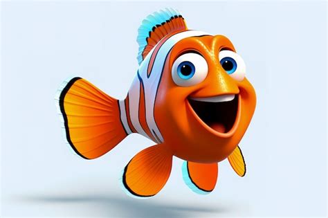 Premium Photo Clown Fish On White Background Cartoon Style