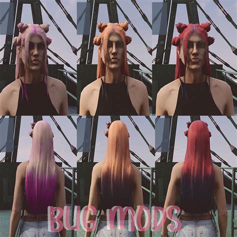 Buns With Long Dip Dye Female Hair Gta5