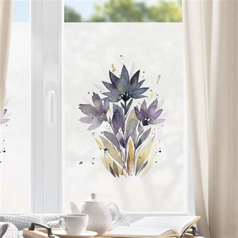 Fensterfolie Sichtschutz Esther Meinl Aquarell Blumen Violett