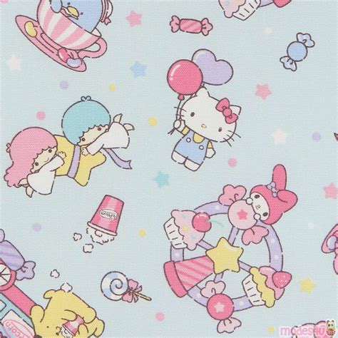 Remnant (42 x 109 cm) - light blue Sanrio character carnival oxford ...