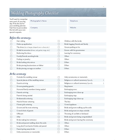 FREE 11 Printable Wedding Checklist Samples In PDF MS Word Google