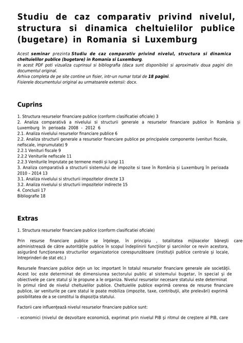 Pdf Studiu De Caz Comparativ Privind Nivelul Structura Si