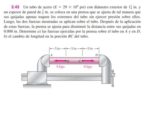 Resuelto 2 43 Un tubo de acero E 29106 psi con diámetro Chegg mx