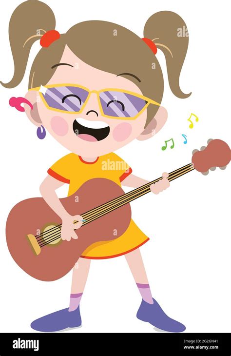 Cute Cartoon Girl With Guitar