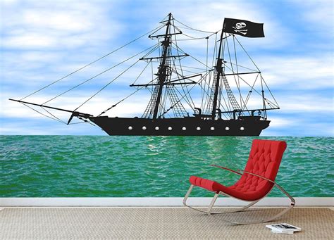 Pirate Ship At Anchor Wall Mural Wallpaper Canvas Art Rocks