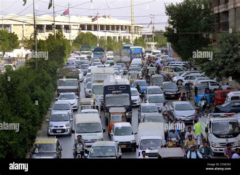 A Large Number Of Vehicles Stuck In Traffic Jam Due To Negligence Of