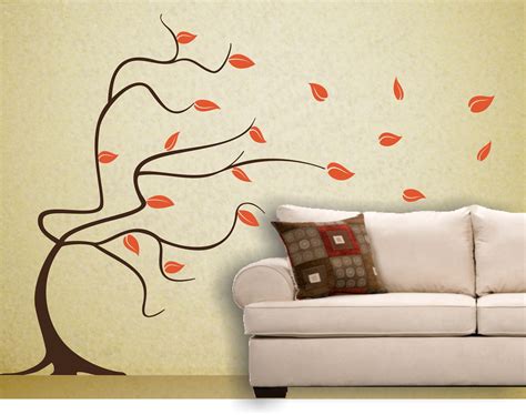 Large Whimsical BLOWING TREE Wall Decal Removable Vinyl Wall Etsy