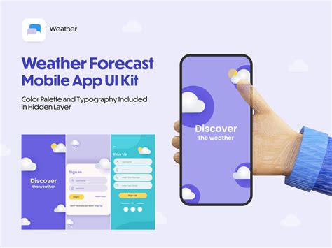 Weather Forecast Mobile App UI Screens Including Like As Sign In, Sign