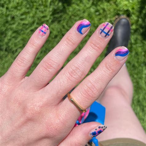 Bi Pride Flag Inspired Nail Art In Flag Nails Nails Nail Art