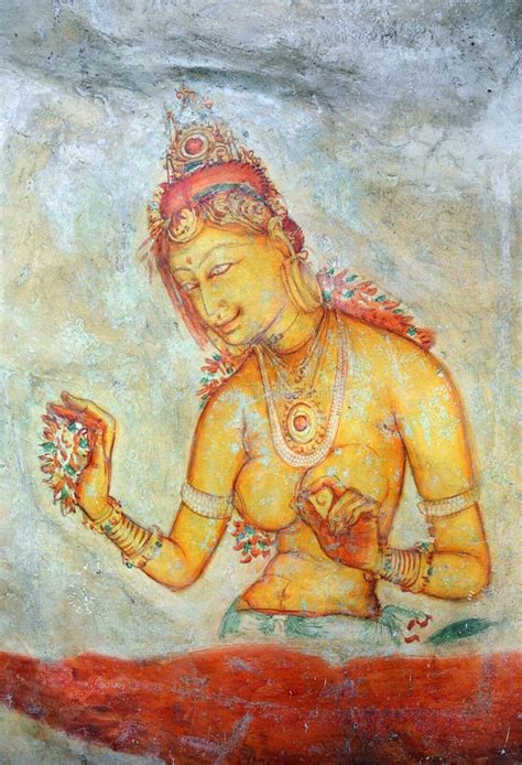 Doncella De Sigiriya Frescos En La Fortaleza En Sri Lanka Imagen De