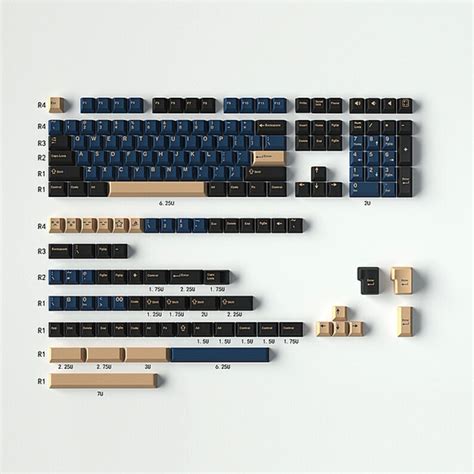 Gmk Blue Samurai Inspired 171 Keycap Set Double Shot ABS Cherry Profile