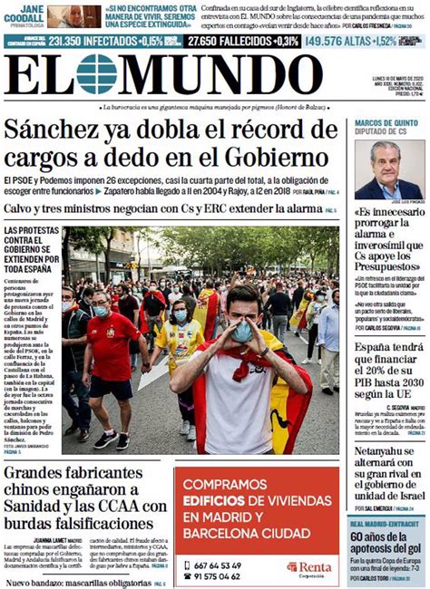 Las Portadas De Los Periódicos Del Lunes 18 De Mayo De 2020