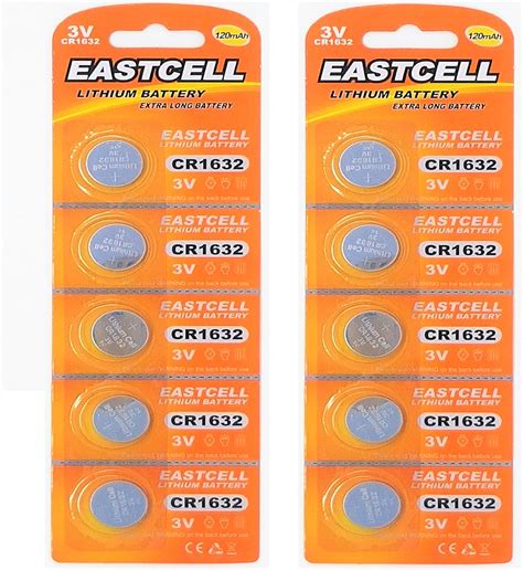 10 X CR1632 3V Lithium Knopfzelle 120 MAh EINWEG Markenware EASTCELL