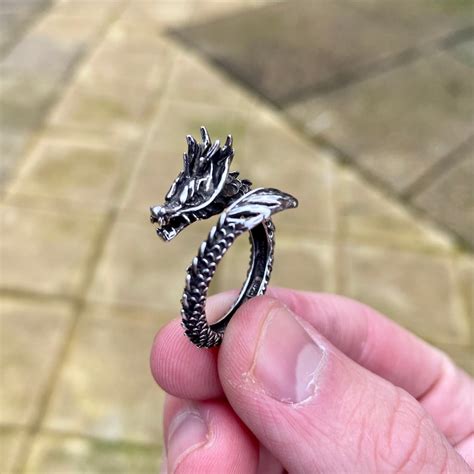 Silver Dragon Ring Fully Adjustable Animal Boho Ring Dragon Etsy