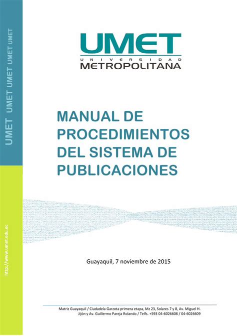 Pdf Manual De Procedimientos Del Sistema De Publicaciones · 21 Textos Científicos Se Enuncian