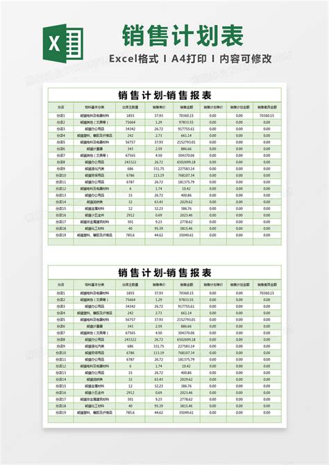 绿色简约销售计划报表excel模版模板下载绿色图客巴巴