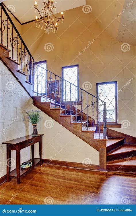 Luxury House Interior Entrance Hallway With Staircase Stock Image