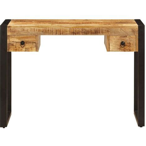 Hommoo Mesa De Escritorio 2 Cajones 110x50x77 Cm Madera Maciza Mango