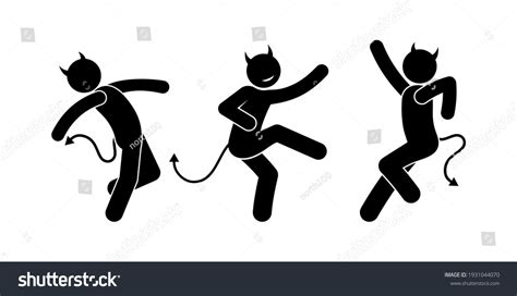 Dancing Devils Illustration Stick Figure Dancers Stock Illustration