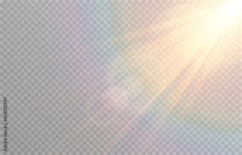 Vecteur Stock Vector Golden Light With Glare Sun Sun Rays Dawn