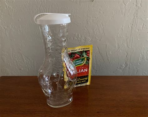 Vintage Good Seasons Salad Dressing Glass Cruet With Embossed Vines Etsy