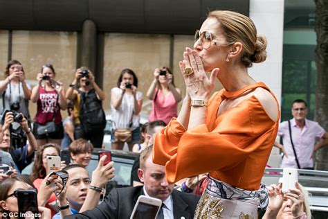 Celine Dion Greets A Throng Of Her Fans In Paris Daily Mail Online