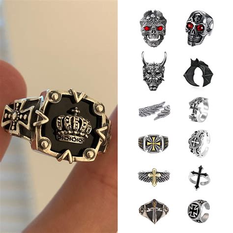 Jual Cod Cincin Silang Cross Hitam Retro Punk Cincin Cross Cincin