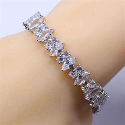 Amazing 925 925 Silver Hidden Safety Clasp White Zircon Chain Link