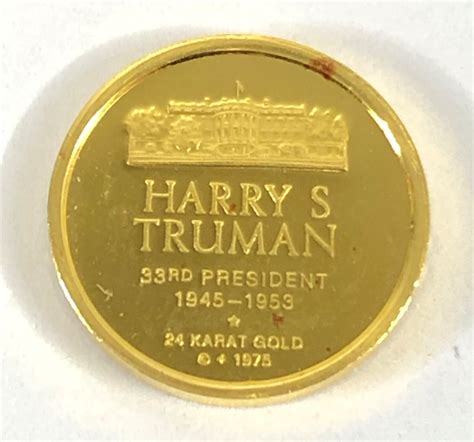 1975 24k Gold Harry S Truman Commemorative Medallion0579oz Agw12