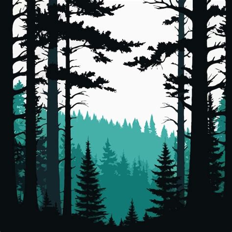 A painting of forest silhouette cartoon drawing artwork vector ...