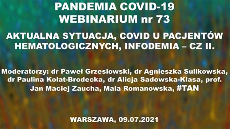 WEBINAR SHL Nr 73 PANDEMIA COVID 19 AKTUALNA SYTUACJA COVID A