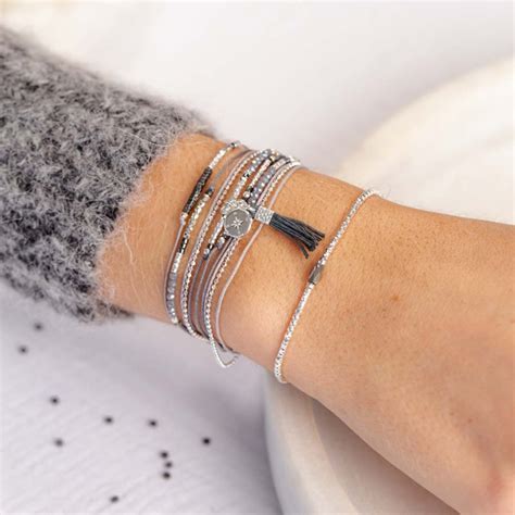 Bracelet Lastique Infinity Gris Silver Bracelets Argent