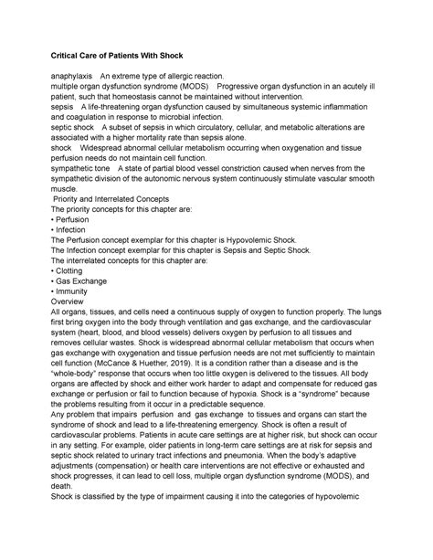 Unit Chapter Notes From Ignatavicius Med Surg Nursing