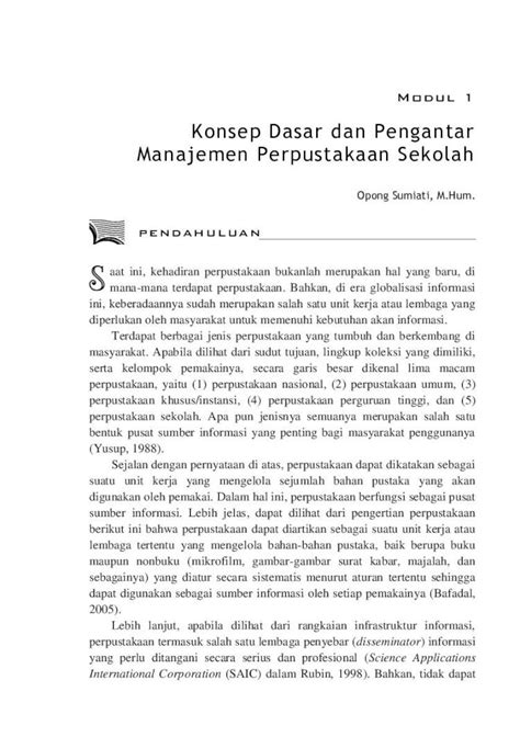 Pdf Konsep Dasar Dan Pengantar Manajemen Perpustakaan Sekolah